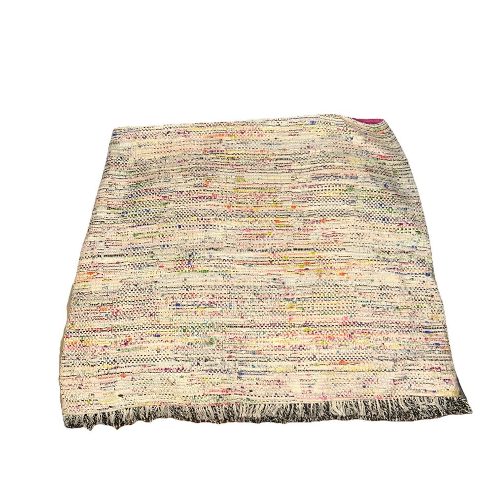 Trina Turk Skirt Womens 6 Tweed Colorful Fringe Preppy Old Money B28